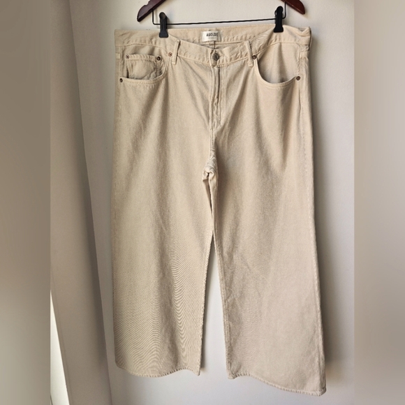 AGOLDE CLARA JEANS TUSK WIDE LEG LOW RISE Cream Organic Cotton 34 Waist 21" - Picture 1 of 8